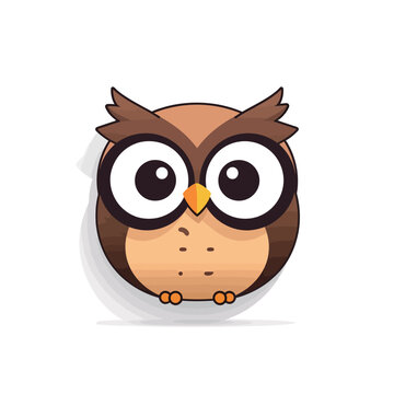 Cute cartoon owl on white background. Vector illustration for your design