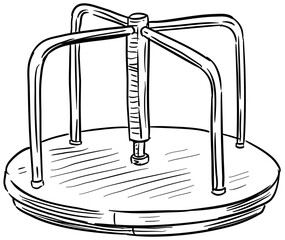 playground merry go round handdrawn illustration