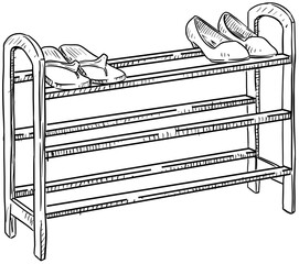 shoe rack handdrawn illustration