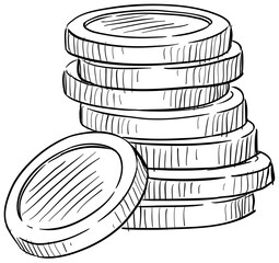 Obraz premium coins handdrawn illustration