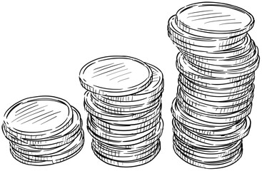 coins handdrawn illustration