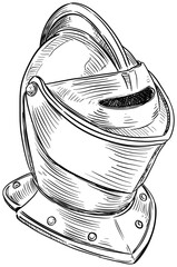 warrior knight helmet handdrawn illustration