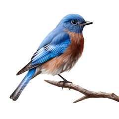 Blue bird isolated on transparent background - obrazy, fototapety, plakaty