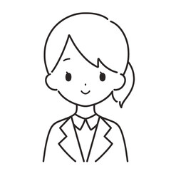 モノクロ｜笑顔の女性イラスト｜スーツ