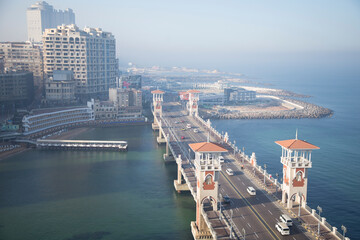 Beautiful view of the Stanley Bridge in Alexandria, Egypt