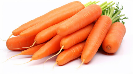 Fresh carrot and cut pieces isolated on white background as package design element. Generative AI