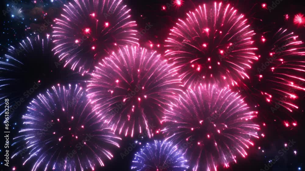 Poster highspeed of a firework exploding in the night sky, capturing the intricate patterns and colors of i