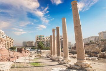 Beautiful view of The Roman amphitheater in Alexandria, Egypt