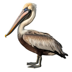 Brown pelican isolated on transparent background