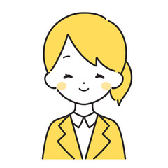 黄色｜笑顔の女性イラスト｜スーツ