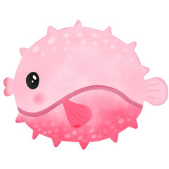 Cute puffer fish clipart illustration for kid , nursery and school