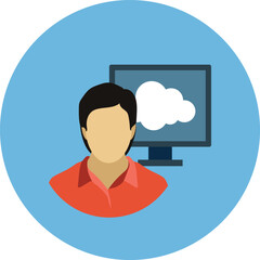 man with bubble, cloud computing symbols icon, cloud computing icon png, cloud icon vector.