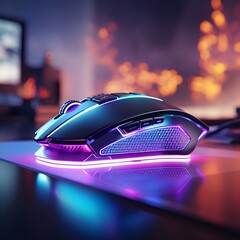 A 3D Product Render of a  High Performance gaming mouse with RGB Lights - obrazy, fototapety, plakaty