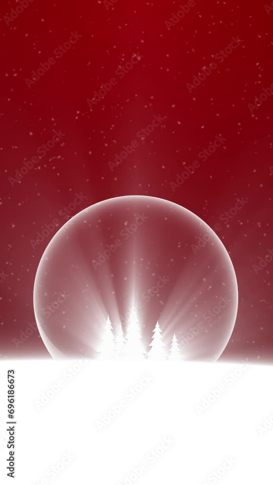 Poster dreamy red christmas ornaments with copy space loop background. vertical animation.