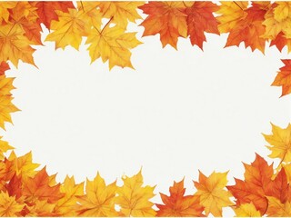 Fototapeta premium Autumn maple leaves frame isolated on white background with copy space.