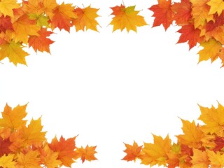Autumn maple leaves frame isolated on white background with copy space.