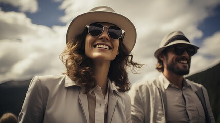 Happy couple on a mountain vacation - holiday - getaway - trip - spa - resort 