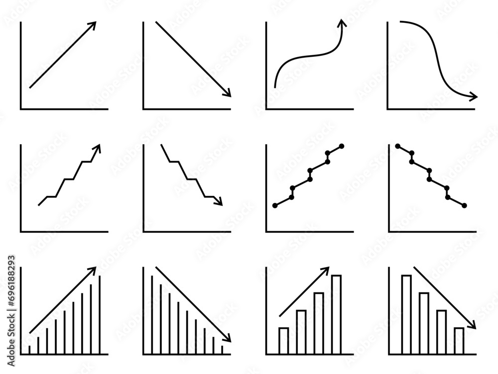 Poster graph and diagram icon set. line vector isolated on white background. design for applications and we