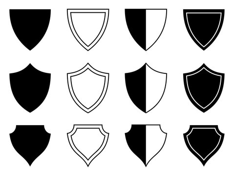 shield icon collection. simple flat vector isolated on white background. design for app, web