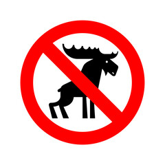 Stop Elk. ban Deer. Red prohibition sign - 696189443