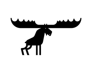 Elk sign icon. Large animal with branchy wide horns.