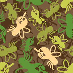 Mosquito Military Pattern seamless. Gnat Soldierly and protective Background. Small insect Army fabric ornament