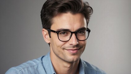 Fototapeta premium Young Man in Glasses and Urban Setting. Generative AI