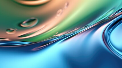 The close up of a glossy liquid surface in cool blue and green colors with a soft focus. Generative AI AIG30. generative AI