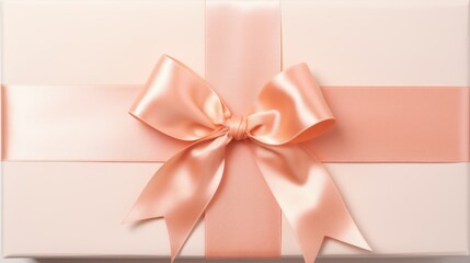 Pastel peach color ribbon on a gift box