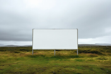 bill board with white screen on highway side