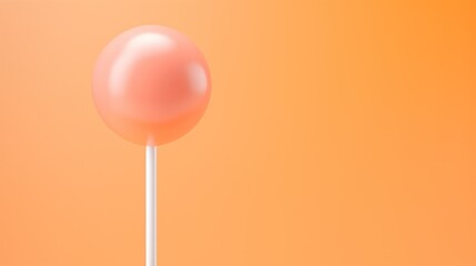 Peach-flavored lollipop on a stick, copy space