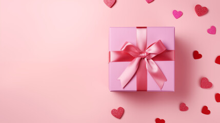 Banner with empty space for text. Web design with Valentine gift. High resolution. For printing and social media. Festive Backdrop background for cards and printing