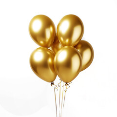 golden ballons isolated - obrazy, fototapety, plakaty