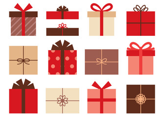 赤ベースのプレゼントの箱セット