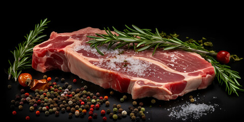 Variety of raw black angus prime meat steaks Carnivore's Delight Assorted Raw Black Angus Prime Meat Steaks  