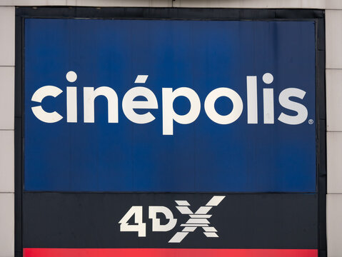 Guadalajara, Jalisco/Mexico - December 13, 2023: Logo of the movie theater company "Cinepolis" in the city of Guadalajara Mexico