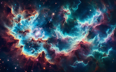 Fototapeta na wymiar Nebula, deep space and galaxies Clouds of gas and smoke in space starry universe