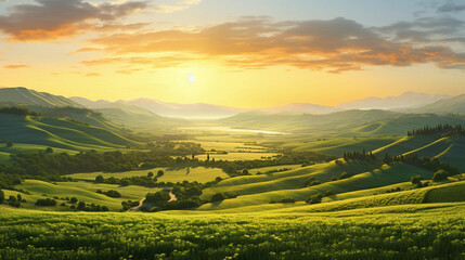 Summer pastoral landscape