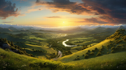 Summer pastoral landscape