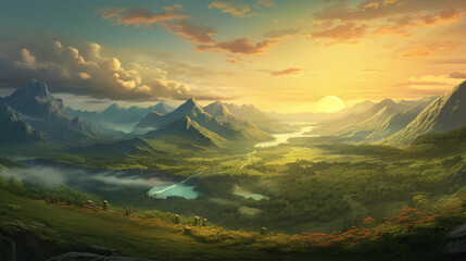 Summer pastoral landscape