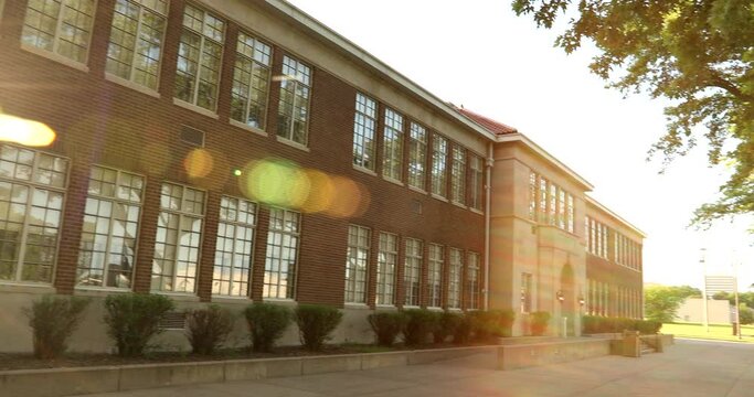 Topeka, Kansas, USA - June 17, 2023: Afternoon sun shines on the school at the center of the Brown v Board of Education legal decision that ended educational segregation.