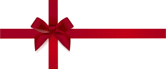 Realistic red ribbon and bow isolated on white