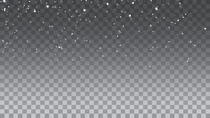 Real falling snow on a transparent background.
