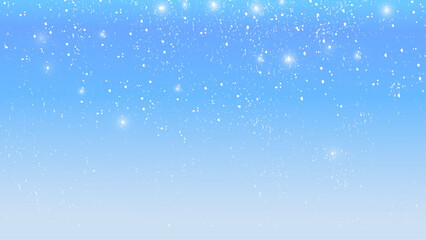 falling snow on the blue background. Snow falling on winter blue sky background.  - obrazy, fototapety, plakaty