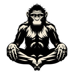 Black monkey silhouette, vector illustration.