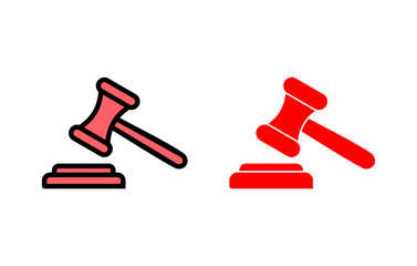 Gavel icon set illustration. judge gavel sign and symbol. law icon. auction hammer