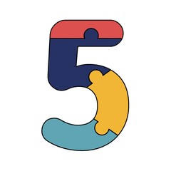 Number elements, jigsaw pattern Font, designed using Jigsaw puzzle pattern, graphic vector.