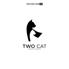 cat logo design. pet care negative space style concept element symbol vector icon illustration