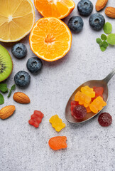 Chewable gummy vitamins and fruits