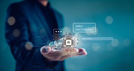 AI technology, AI chatbots communicate and answer questions with business people, artificial...